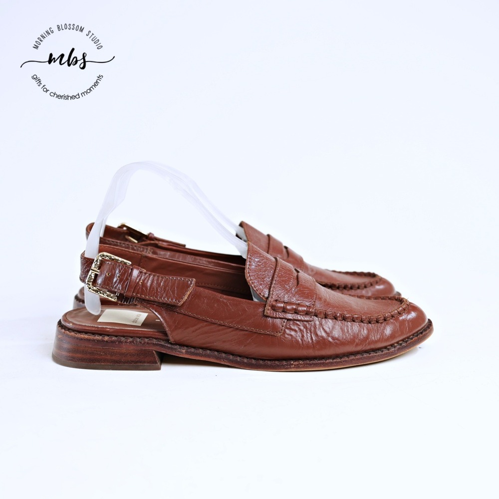 Dolce Vita Hardi Round Toe Preppy Leather Slingback Loafers Shoes‎ Brown 8